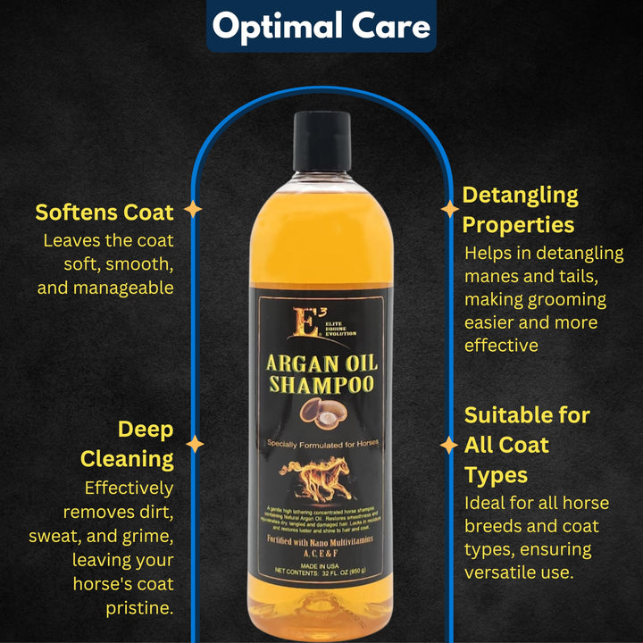 E3 Argan Oil Shampoo - Luxurious Pet Grooming Solution for Nourished &amp; Rejuvenated Coat - Enriched with Hydrating Argan Oil for Lustrous Shine - Ideal for Horses - Deep Conditioning, Brown