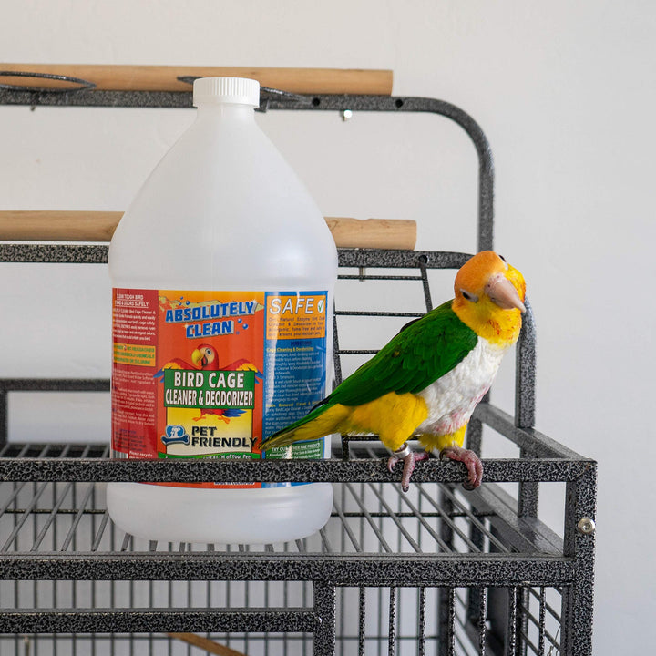 Absolutely Clean Amazing Bird Cage Cleaner and Deodorizer - Just Spray/Wipe - Safely &amp; Easily Removes Bird Messes Quickly and Easily - Made in The US - Fragrance Free - 128oz Gallon