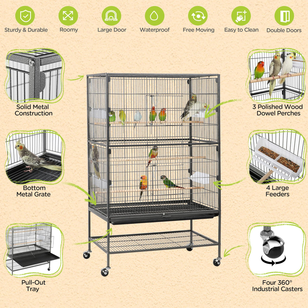 Yaheetech 52" Large Bird Cage for Parakeets, Cockatiels, Conures, Black