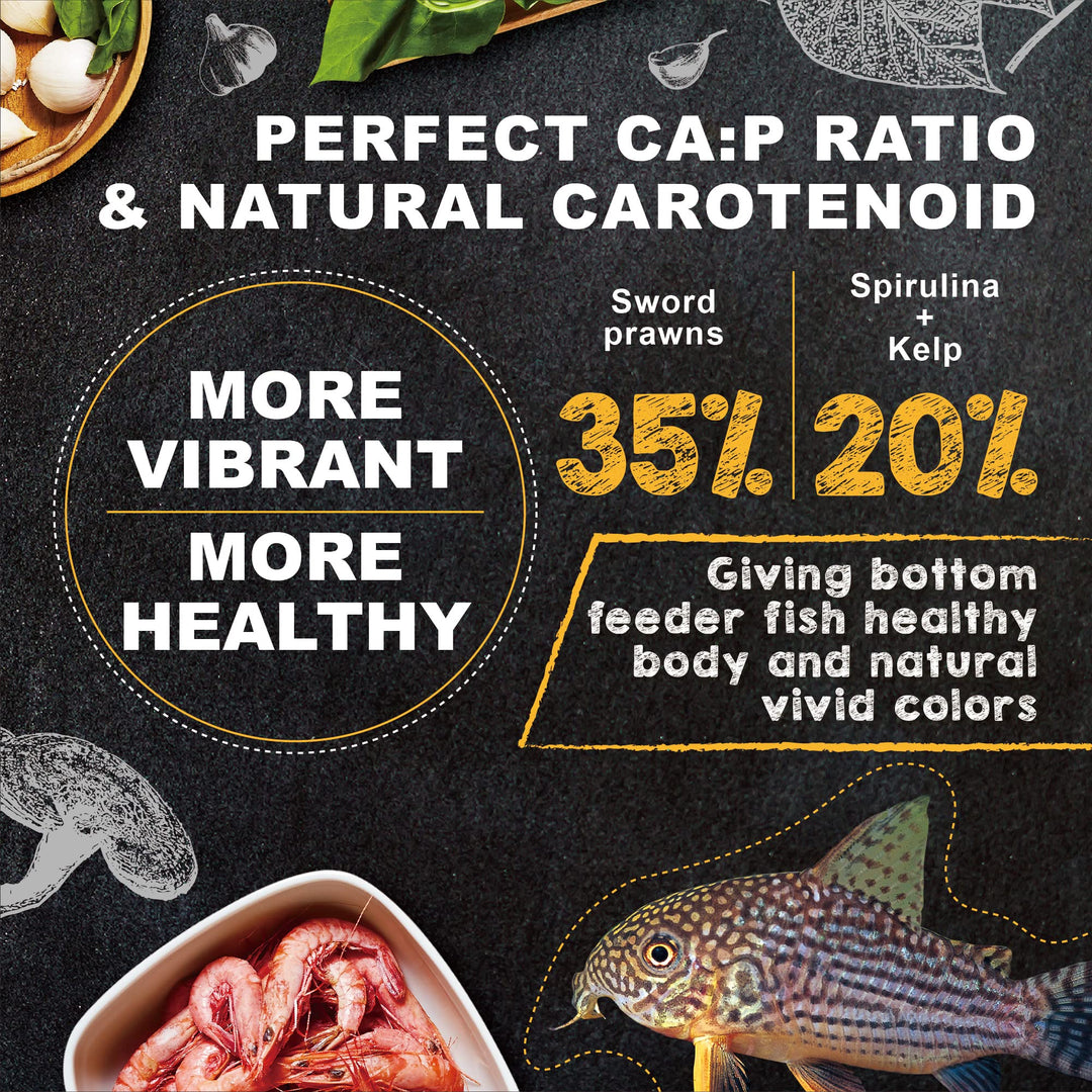 Ultra Fresh Bottom Feeder Fish Food, Sword Prawns, Natural Protein, Balanced Diet, for Catfish, Corydoras, Loaches, Tropical Shrimp Pie 2.05 Ounces (Pack of 2)