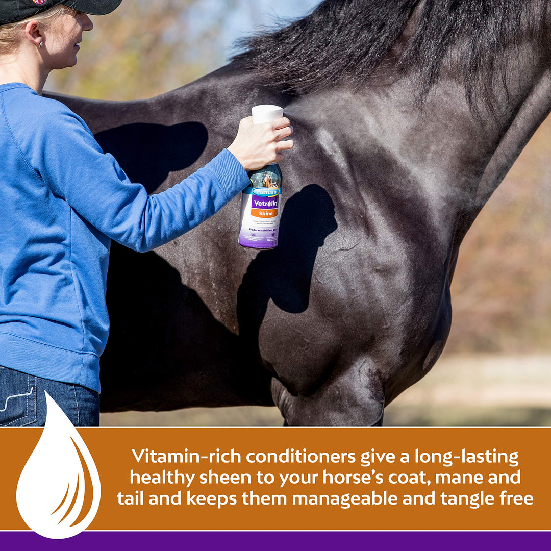 Farnam Vetrolin Shine Coat Conditioner &amp; Shine Spray for Horses &amp; Dogs 32 Ounces (Pack of 2)
