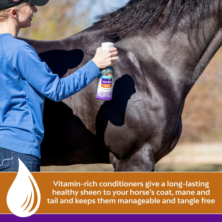 Farnam Vetrolin Shine Coat Conditioner &amp; Shine Spray for Horses &amp; Dogs 32 Ounces (Pack of 2)