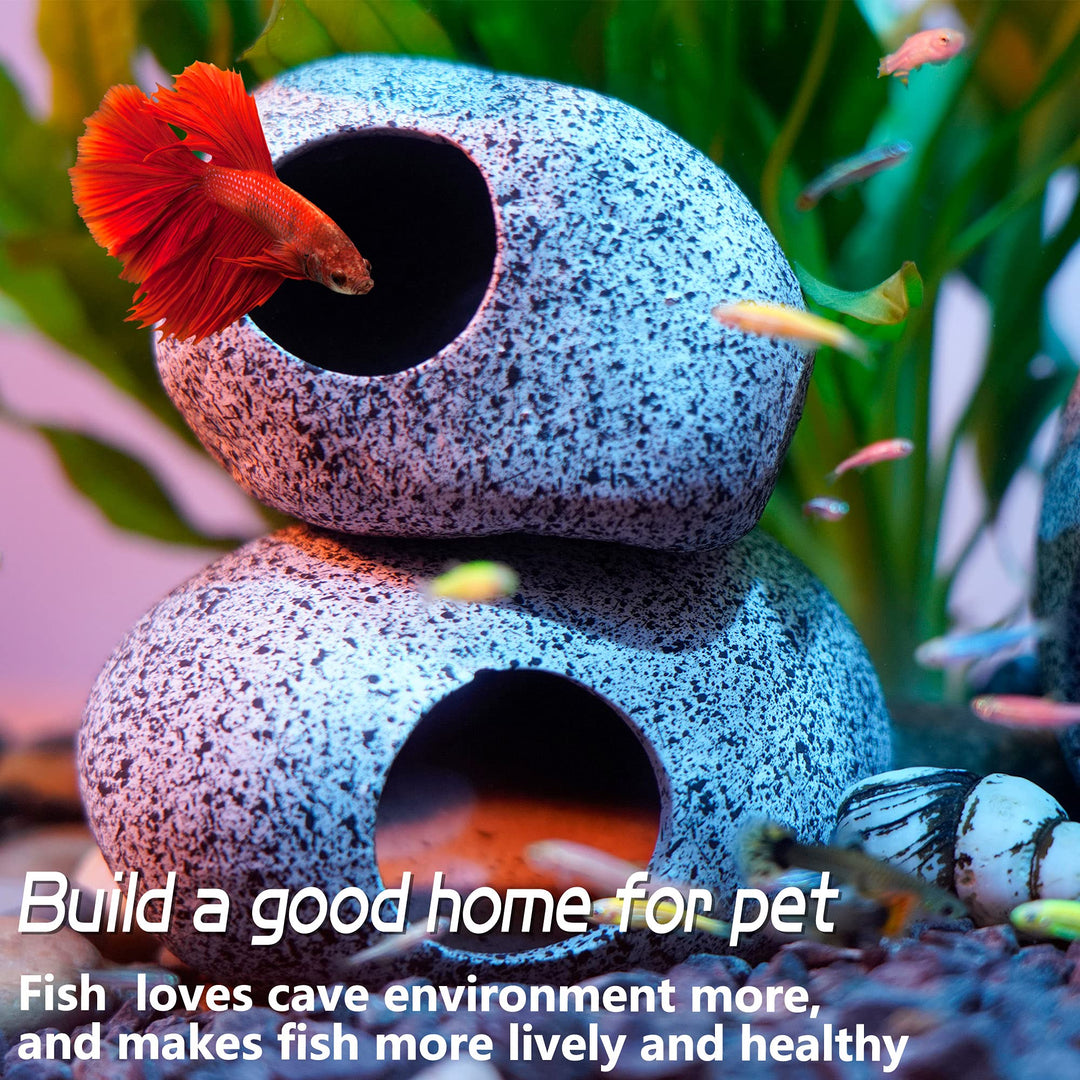 Ameliade Betta Fish Tank Rock Cave Decor Aquarium Accessories, Medium