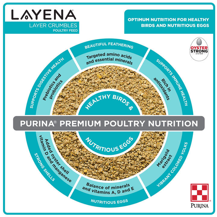 Purina Layena | Nutritionally Complete Layer Hen Feed Crumbles - Chicken Feed | 25 Pound (25 lb) Bag