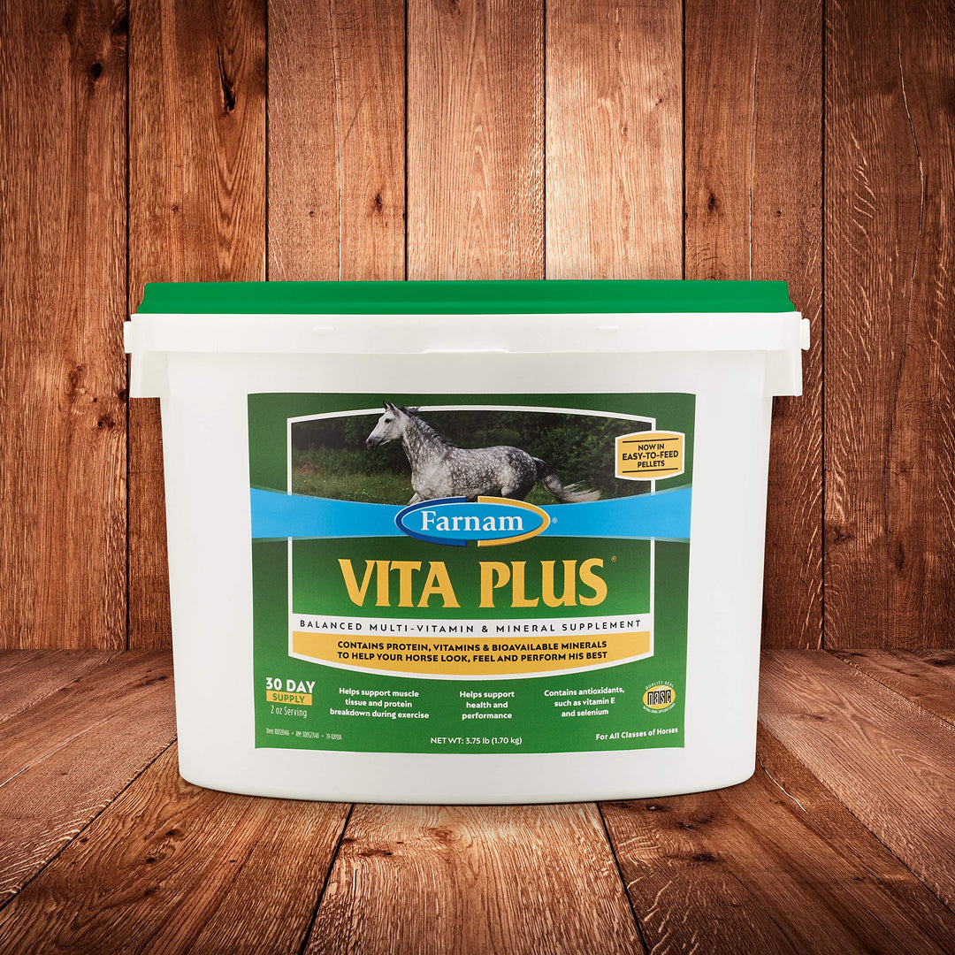 Farnam Vita Plus Balanced Multi-Vitamin &amp; Mineral Horse Supplement, Vitamin Supplements, Provides Balanced Nutrition to Support Overall Health and Performance, 3.75 Pounds, 30 Day Supply