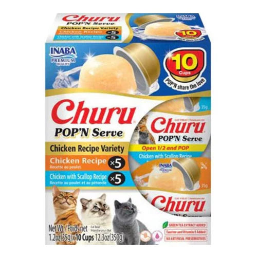 Inaba Churu Pop'N Serve Variety Pack Cat Treat Chicken Variety 12.3oz.