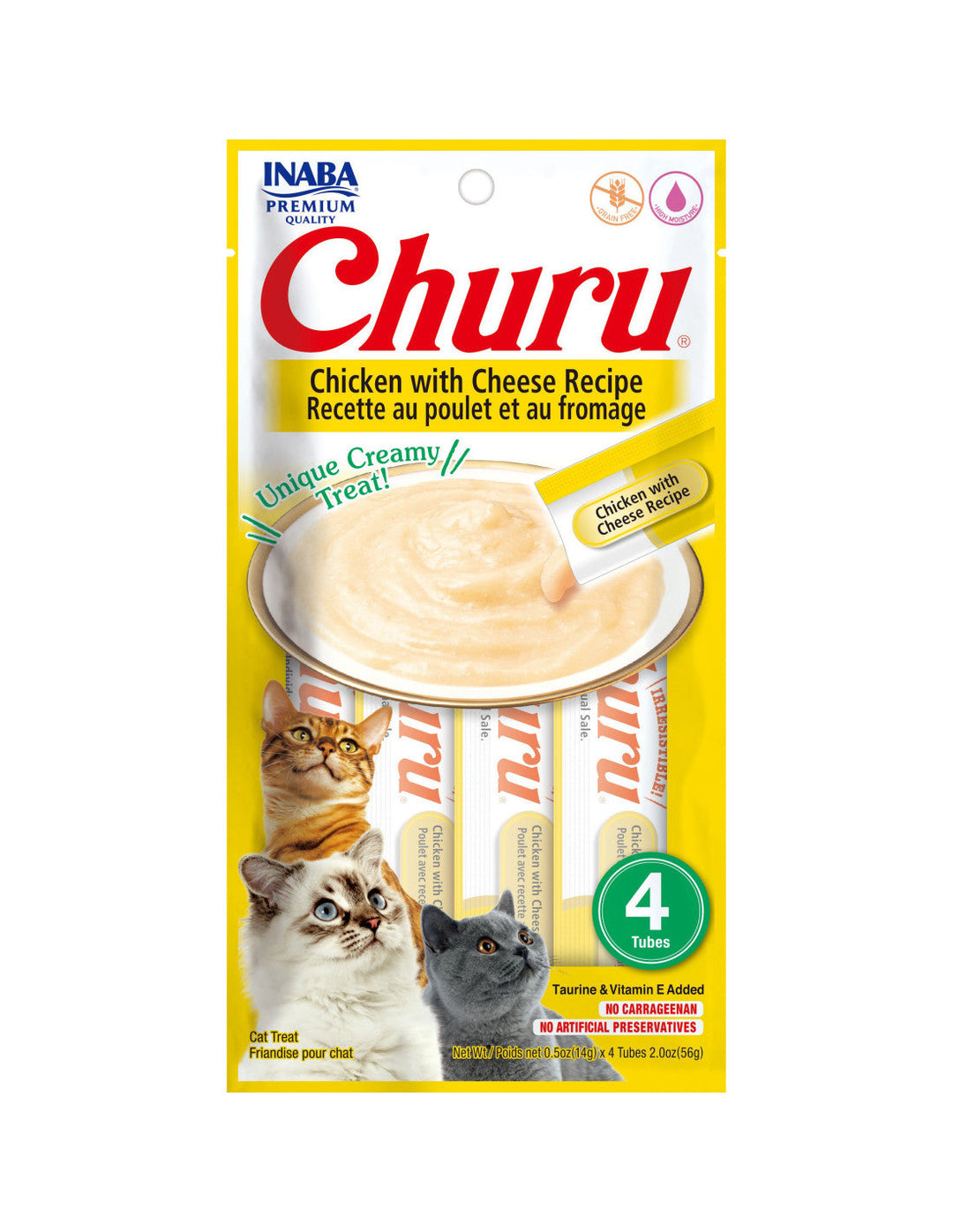 Inaba Churu Puree Cat Treats Chicken/Cheese .5oz. 4 Pk (Case of 6)
