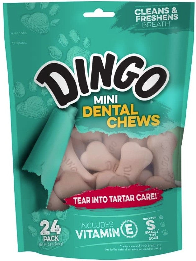 Dingo Mini Dental Chews Cleans and Freshens Breath for Small Dogs - 24 count
