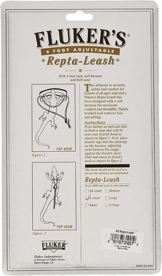 Flukers Repta-Leash - X-Small - 3" Harness (6' Lead)