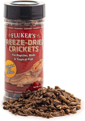 Flukers Freeze-Dried Crickets Gut Loaded with Calcium for Reptiles, Birds and Tropical Fish-1.2 oz-