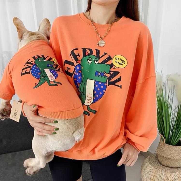 Everyday Dinosaur - Matching Pet and Owner Clothing Set-Orange-SMALL-1