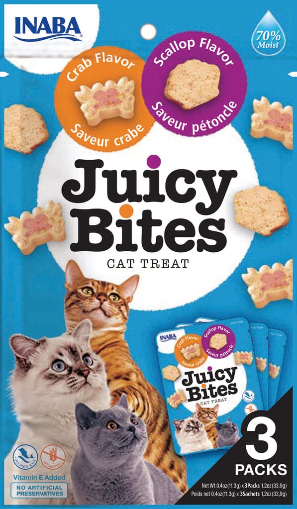 Inaba Juicy Bites Cat Treats Scallop/Crab .4oz. 3 Pk (Case of 6)