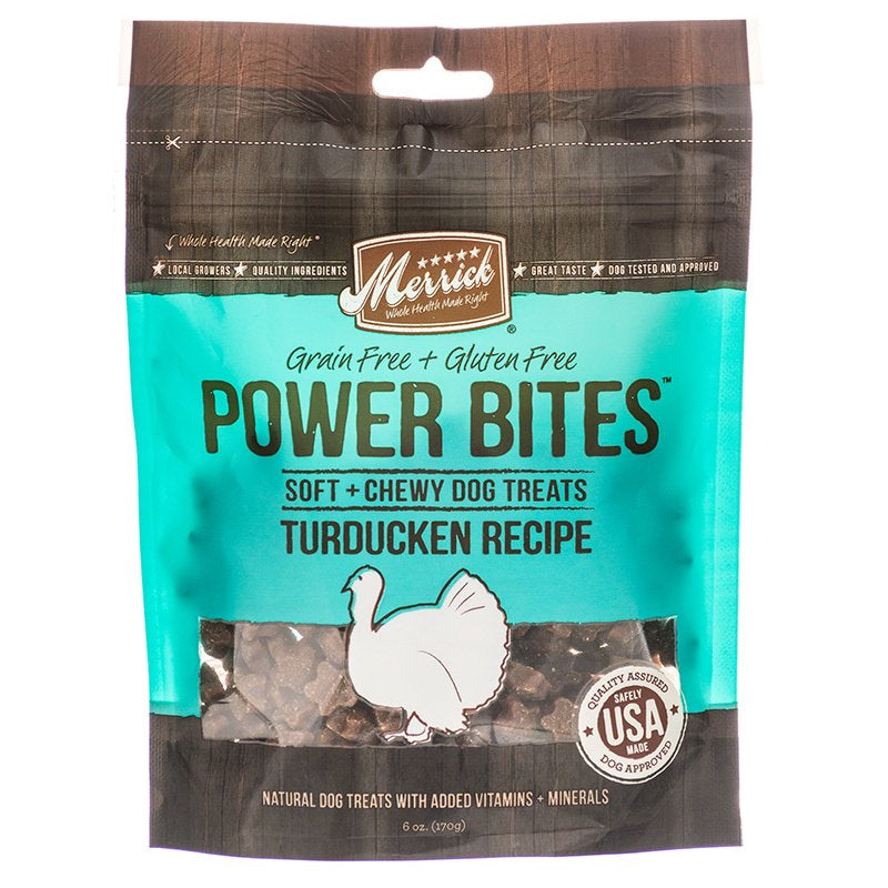 Merrick Power Bites Dog Treats Turducken Recipe - 6 oz-