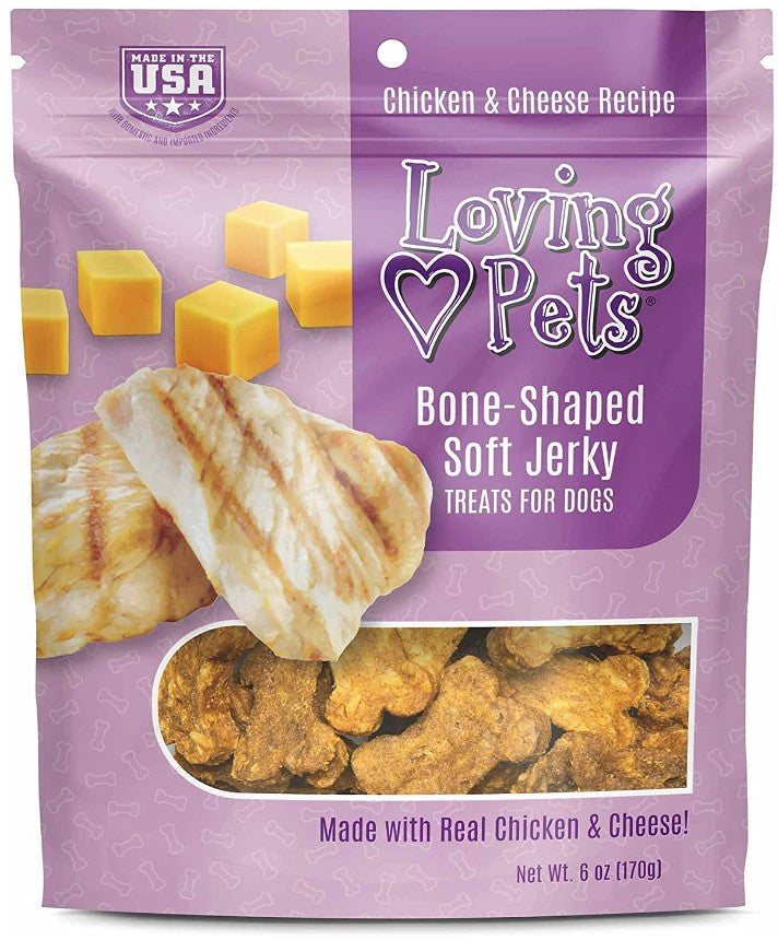 Loving Pets Bone-Shaped Soft Jerky Treats Cheese - 6 oz-