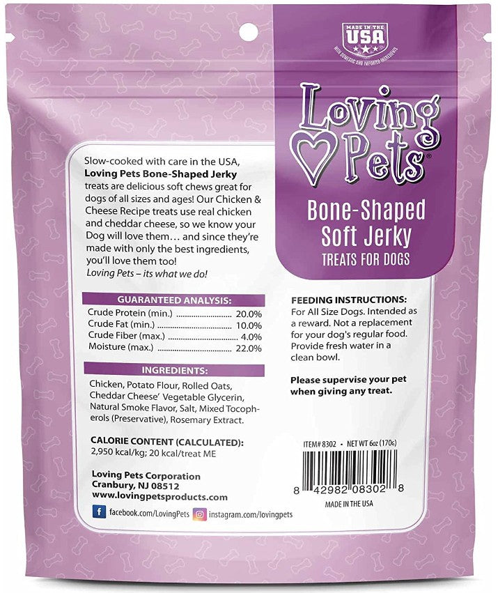 Loving Pets Bone-Shaped Soft Jerky Treats Cheese - 6 oz
