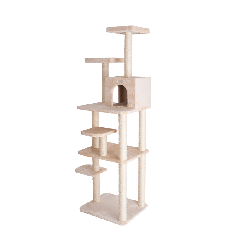 GleePet Real Wood 74-Inch Cat Tree With Seven Levels, Beige 46.60 lb-1-